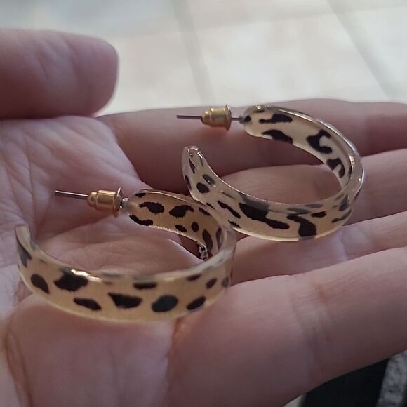 💲6️⃣ Bundled ✔️Light Tan Tortoise Shell Hoop Earrings New Boho Style for Fall - Picture 1 of 5